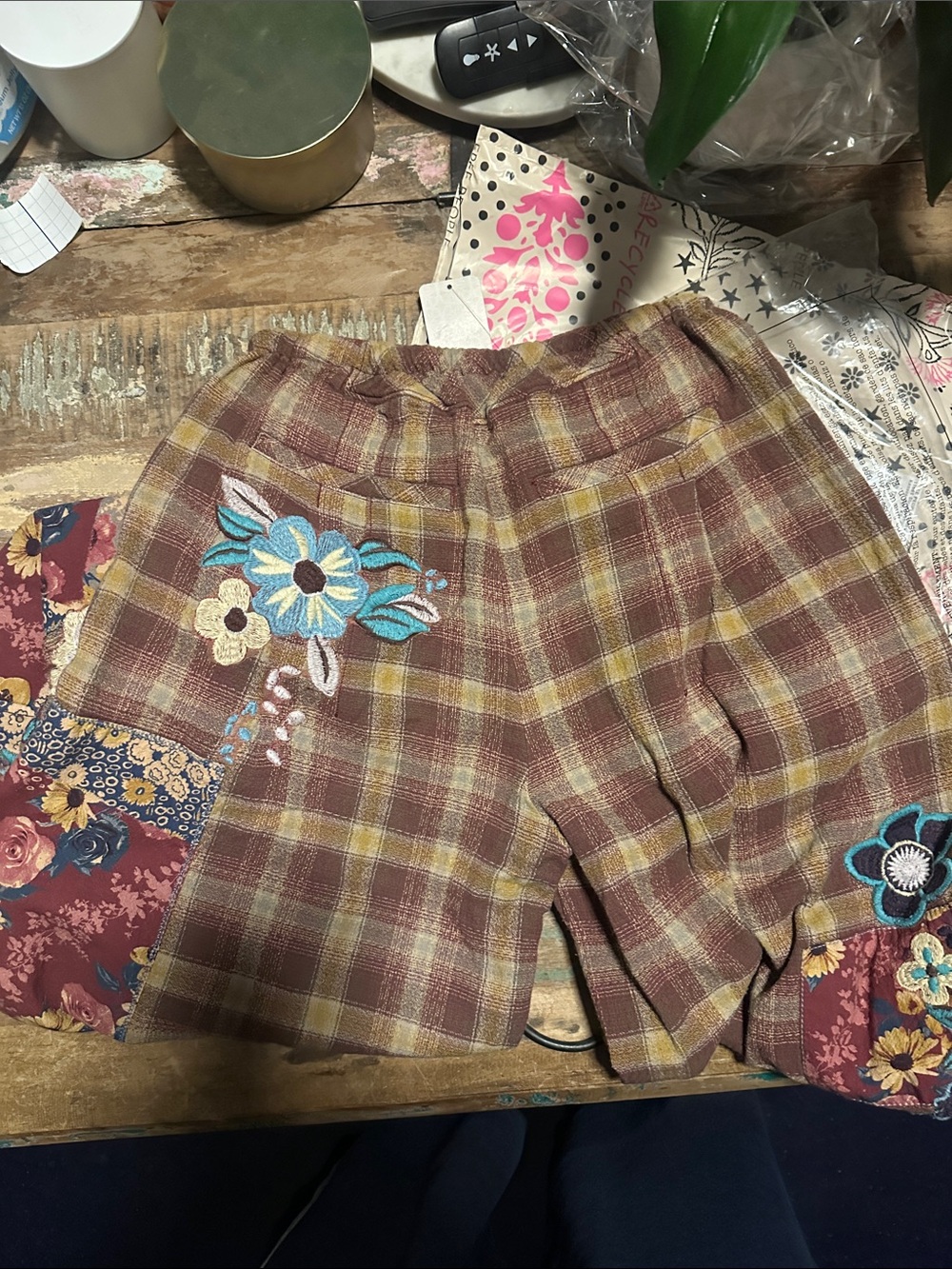Brooks Embroidered Wide-Leg Patchwork Pants XS NWT - Picture 7 of 10